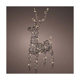 Rena de vime com LED fixo branco quente 160x86 cm