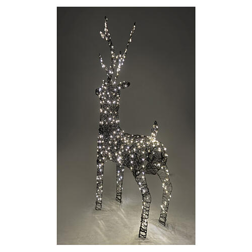 Rena de vime com LED fixo branco quente 160x86 cm 6