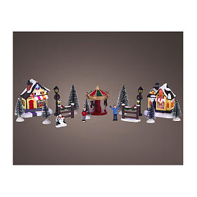 Escena navideña nevada con LEDs coloridos 10 cm