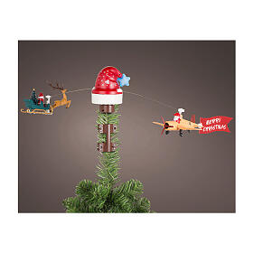 Puntale con movimento cappello e Babbo Natale 30x70 cm
