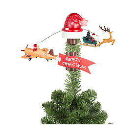 Puntale con movimento cappello e Babbo Natale 30x70 cm