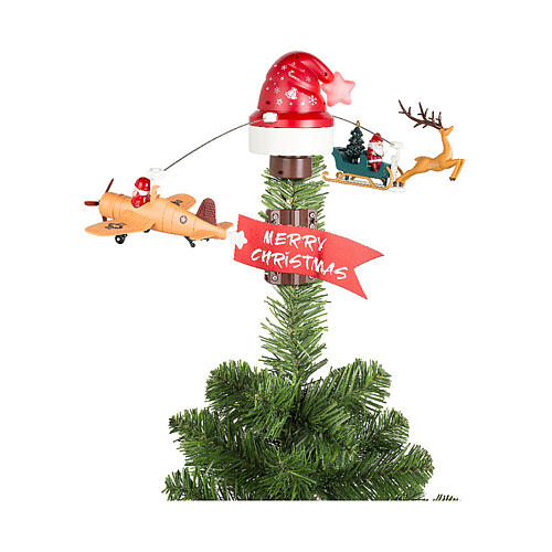 Puntale con movimento cappello e Babbo Natale 30x70 cm 2