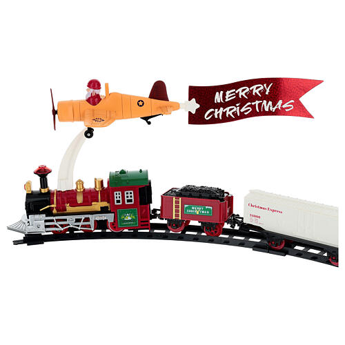 Moving train on rails with warm white LED lights, 35 in 6