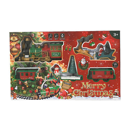 Weihnachtszug auf Schienen mit warmweißen LED – Weihnachtsmann mit Schlitten – 90 cm 7