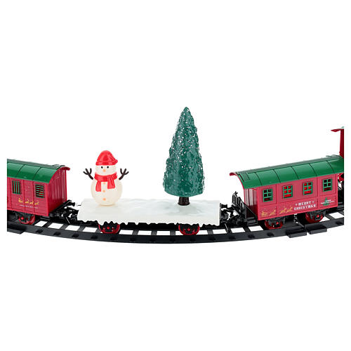 Moving little train on rails, Santa Claus and sleigh, warm white LEDs, 35 in 6