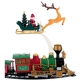 Petit train en mouvement sur rails, Père Noël et traîneau, LEDs blancs chauds, 35 in