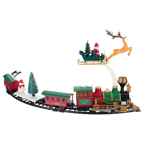 Trenino mobile su rotaie babbo natale e slitta LED bianchi caldi 90 cm 3