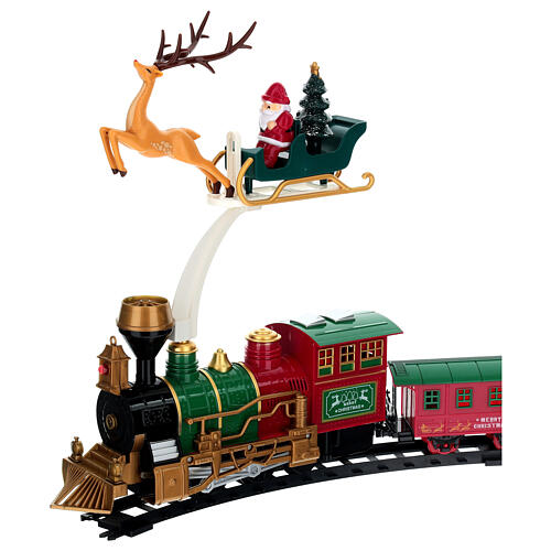 Trenino mobile su rotaie babbo natale e slitta LED bianchi caldi 90 cm 4