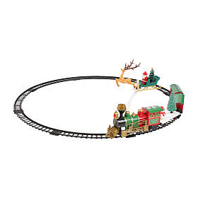 Comboio em movimento com Pai Natal e trenó, LED branco quente, 90 cm