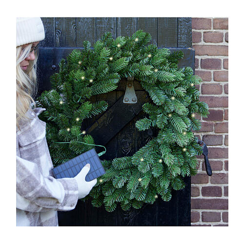Corona avvento Natale LED dorati luce solare 80 cm 2
