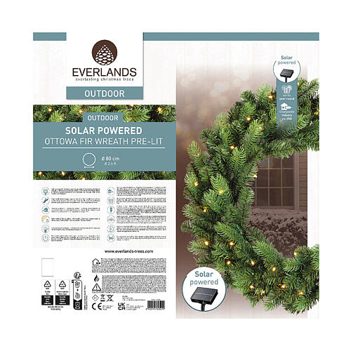 Coroa do Advento Natal LEDs dourados com energia solar 80 cm 4