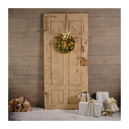 Adventskranz mit 50 goldfarbenen LEDs, Batteriebetrieb – Ø 40 cm 3