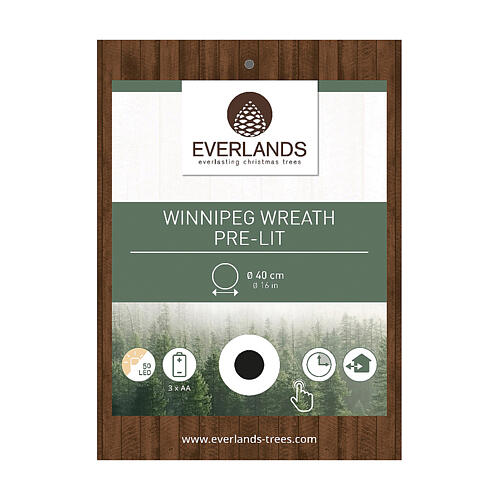 Christmas Advent wreath with gold LED lights, 16 in 4