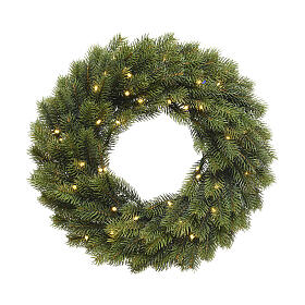 Couronne de l'Avent Noël lumières LED dorées à piles 40 cm