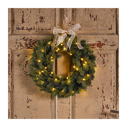 Corona avvento Natale LED dorati batterie 40 cm 2
