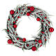 Snowy wreath with red Christmas balls, indoor, 16 in s1