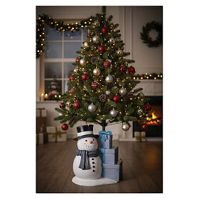 Weihnachtsbaumständer dekorativ – 74 × 45 × 67 cm, Schneemann mit Geschenken, für künstliche Bäume bis 240 cm