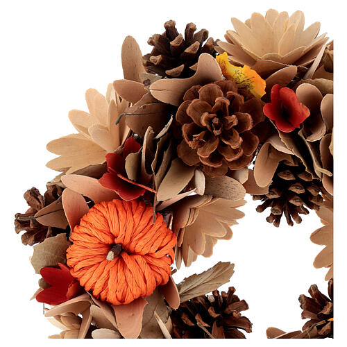 Christmas Garland Wood Decorations, Pine Cones, and Paper Pumpkin diam. 30 cm 3