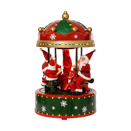 Carrossel com Pai Natal montado em cavalos 100 cm 3