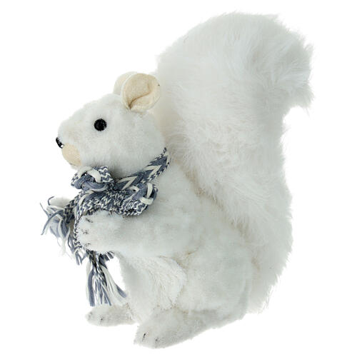 Deko-Eichhörnchen, Weiß mit Glitzerschal – H 24 cm, L 20 cm, T 11 cm 3