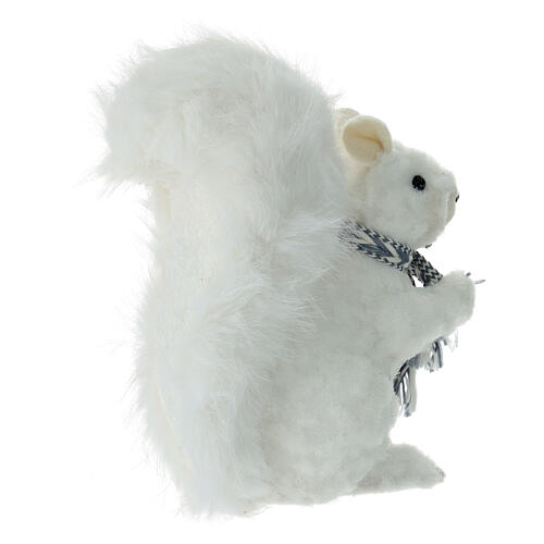Deko-Eichhörnchen, Weiß mit Glitzerschal – H 24 cm, L 20 cm, T 11 cm 4