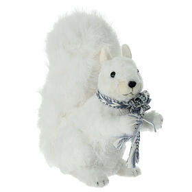 White squirrel with glitter scarf, Christmas decoration, 8x4x9.5 in