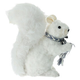 Écureuil blanc avec écharpe pailletée décoration de Noël 20x10x24 cm
