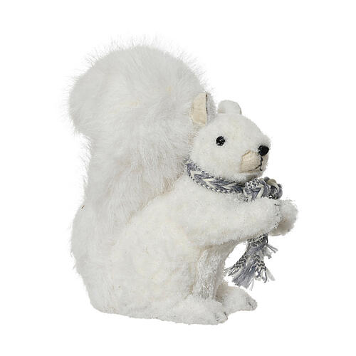 Scoiattolo bianco con sciarpa glitter addobbo Natale 20x10x24 cm 1