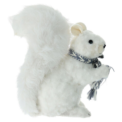 Esquilo branco com cachecol de purpurina decoração Natal 20x10x24 cm 1