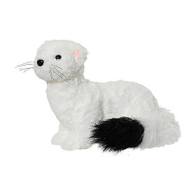 Furetto bianco glitter addobbo Natale 30x20x22 cm