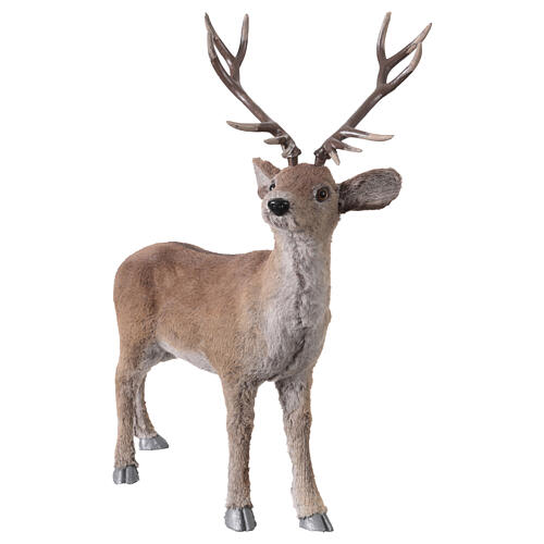 Cervo statua pelliccia artificiale Natale 30x55x65 cm 3