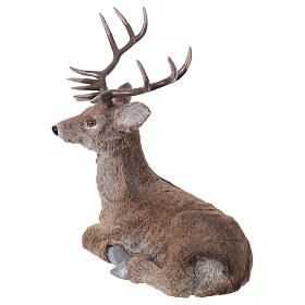 Cervo seduto statua pelliccia artificiale Natale 25x45x45 cm