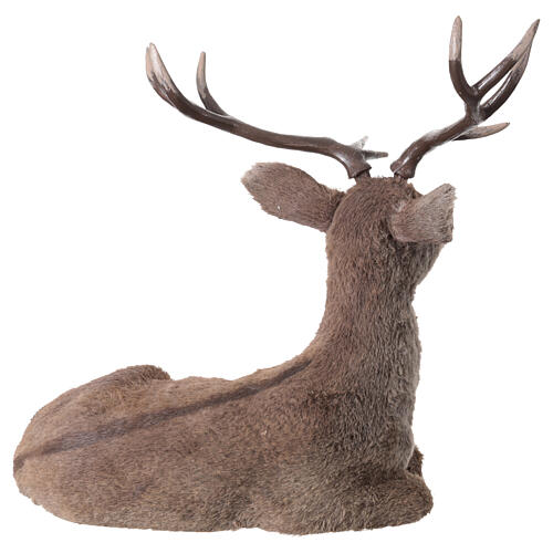 Cervo seduto statua pelliccia artificiale Natale 25x45x45 cm 4