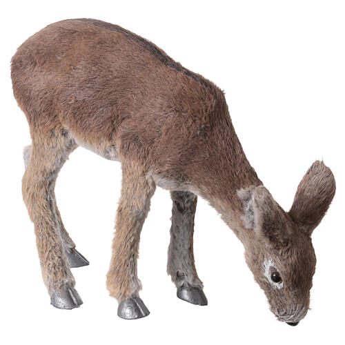 Cerf broutant statue Noël fourrure artificielle 15x40x32 cm 3