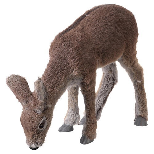 Deer grazing artificial fur Christmas statue, 15x40x32 cm 2