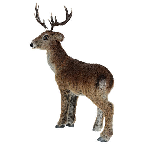 Deer statue with artificial fur for Christmas, 6x11x14 in 4
