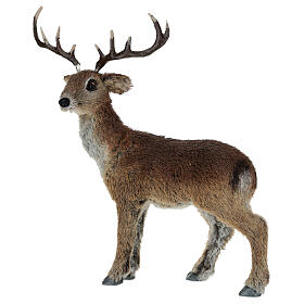 Artificial fur deer Christmas statue, 15x27x35 cm