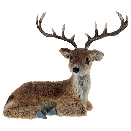 Seated Deer Artificial Fur Christmas Statue, 15x24x24 cm 1