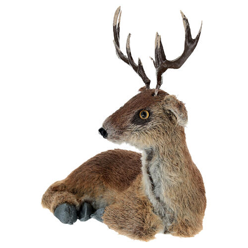 Seated Deer Artificial Fur Christmas Statue, 15x24x24 cm 2