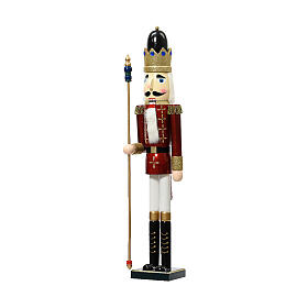 Casse-noisette soldat en bois de sapin avec sceptre FSC 100% 90 cm