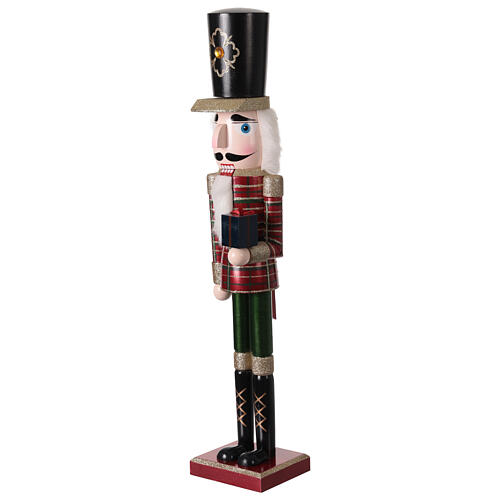 Pine Wood Nutcracker Checkered Outfit with Gift 100% FSC, 75 cm 3