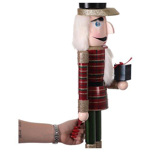 Pine Wood Nutcracker Checkered Outfit with Gift 100% FSC, 75 cm 5