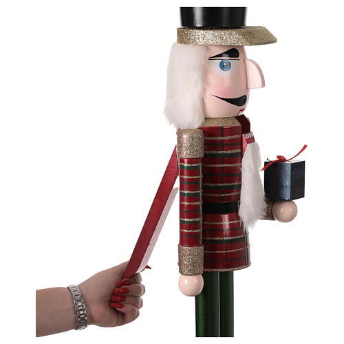 Pine Wood Nutcracker Checkered Outfit with Gift 100% FSC, 75 cm 6