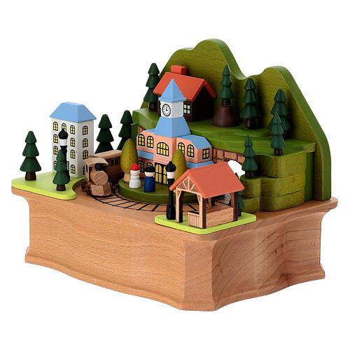 Carillon mairie avec petit train en bois hêtre ligne pour enfants 4