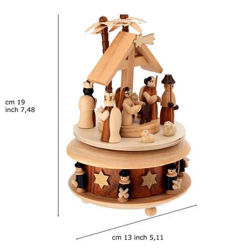 Spieluhr „Geburt Christi und Anbetung der Könige“ – aus bemaltem Holz, 20 cm, Kinderkollektion 3