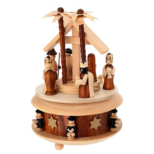 Spieluhr „Geburt Christi und Anbetung der Könige“ – aus bemaltem Holz, 20 cm, Kinderkollektion 5
