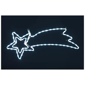 Weihnachtsstern-Sternschnuppe mit Doppeltstern, 30 × 80 cm, 72 LEDs kaltweiß, festes Licht, innen/außen