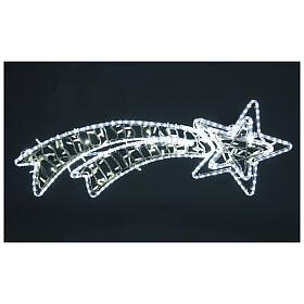 Stella cometa doppia natalizia 120x40 cm int est LED bianco ghiaccio a corrente
