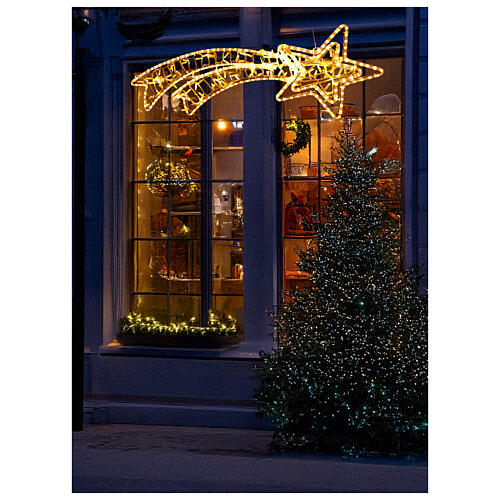 Christmas double comet, warm white LEDs, 47x16 in, powered by electricity 2