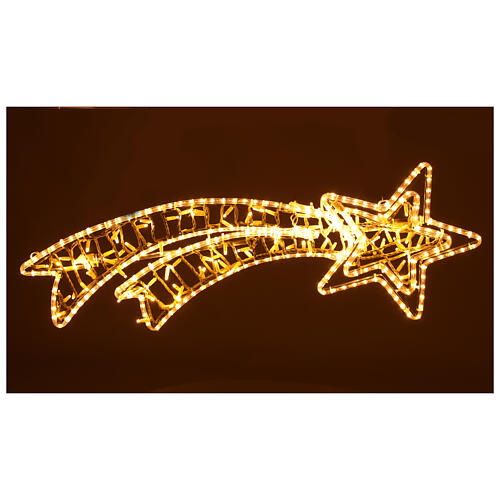 Estrela dupla de Natal em forma de cometa, luzes LED branco quente 120x40 cm à corrente 1